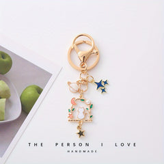 Dreamy Starry Cat Keychain Keyring Bag Purse Pendant