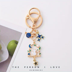 Dreamy Starry Cat Keychain Keyring Bag Purse Pendant