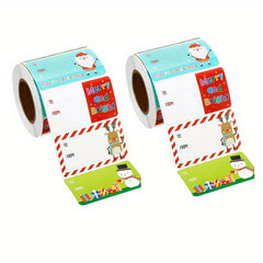 500pcs Cartoon Santa Claus Snowman Christmas Stickers Roll