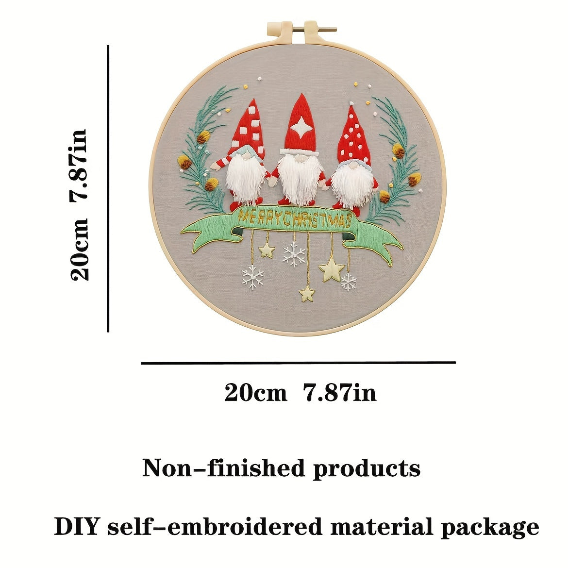3D Embroidery Starter Kit Christmas Patterns Embroidery Cloth Hoop Threads