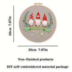 3D Embroidery Starter Kit Christmas Patterns Embroidery Cloth Hoop Threads