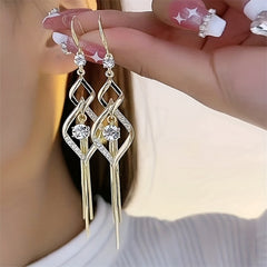 Synthetic Gemstone Tassel Earrings for Parties