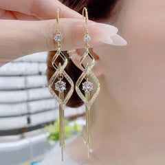 Synthetic Gemstone Tassel Earrings for Parties