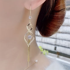 Synthetic Gemstone Tassel Earrings for Parties