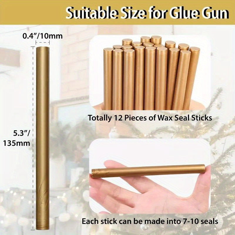 12pcs Metallic Golden Sealing Wax Sticks for Wax Seal Stamp