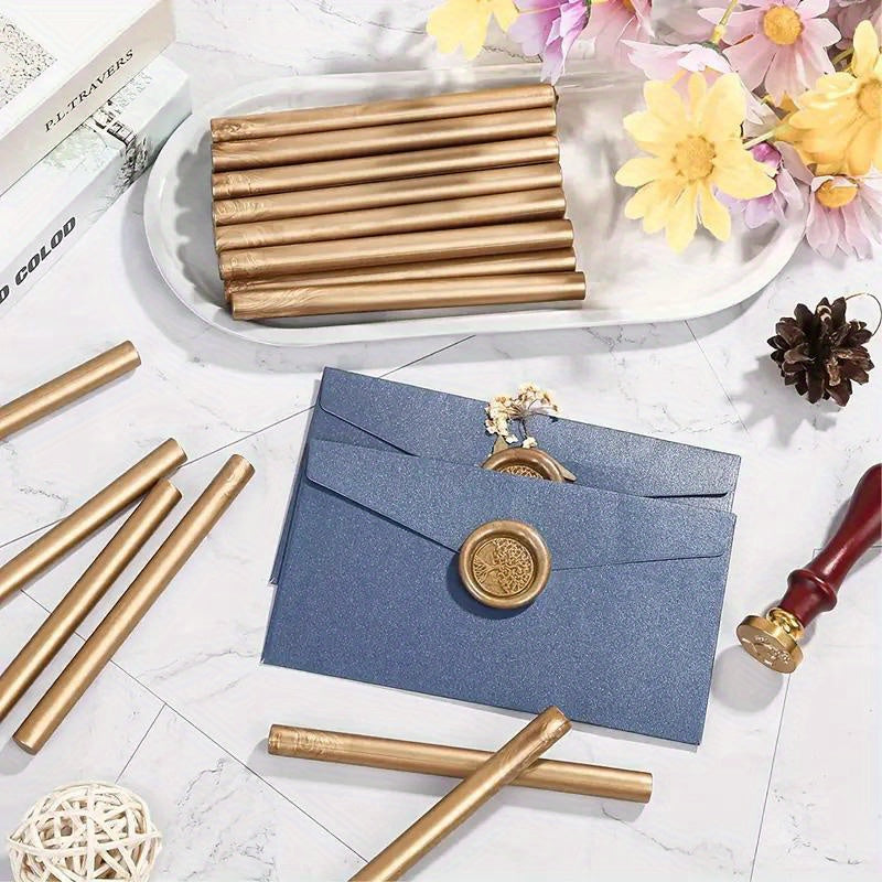 12pcs Metallic Golden Sealing Wax Sticks for Wax Seal Stamp