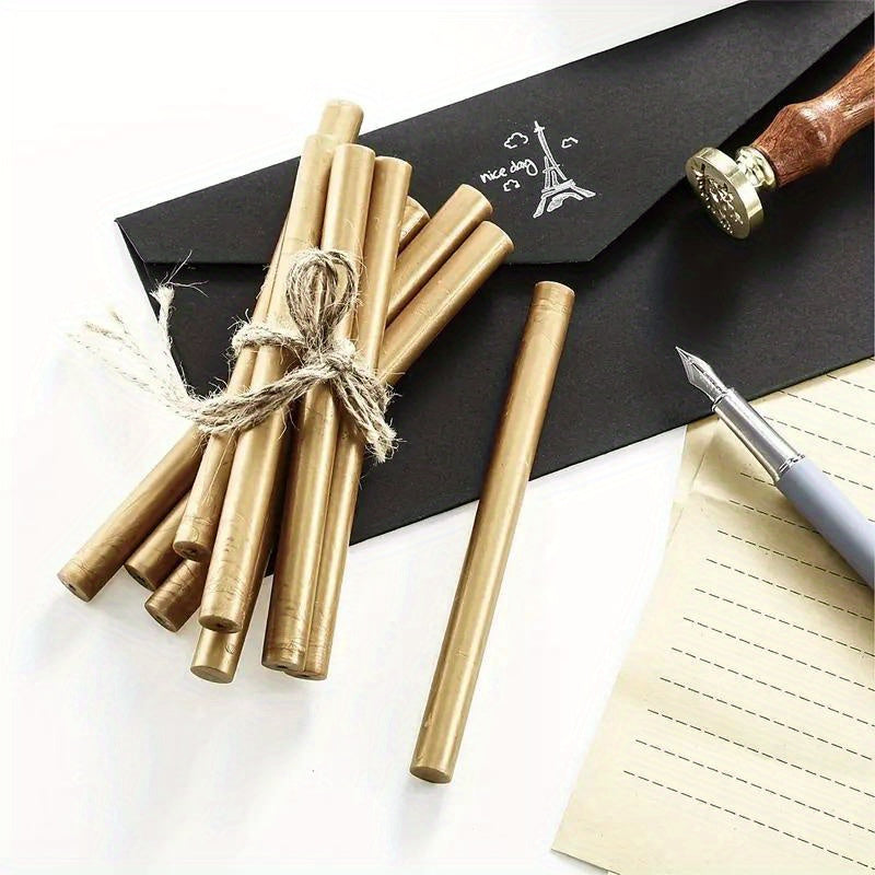 12pcs Metallic Golden Sealing Wax Sticks for Wax Seal Stamp