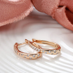 Golden Zircon Women Clip Earrings Curve Drop Piercing Hoops Fine Wedding Jewelry
