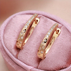 Golden Zircon Women Clip Earrings Curve Drop Piercing Hoops Fine Wedding Jewelry
