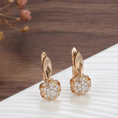 Crystal Flower English Earrings Zircon Vintage Jewelry