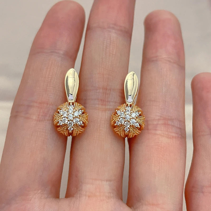 Crystal Flower English Earrings Zircon Vintage Jewelry