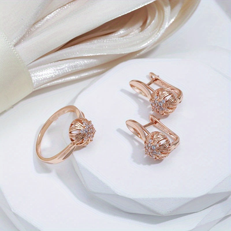 Crystal Flower English Earrings Zircon Vintage Jewelry