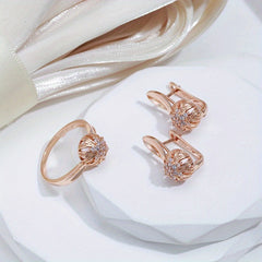 Crystal Flower English Earrings Zircon Vintage Jewelry
