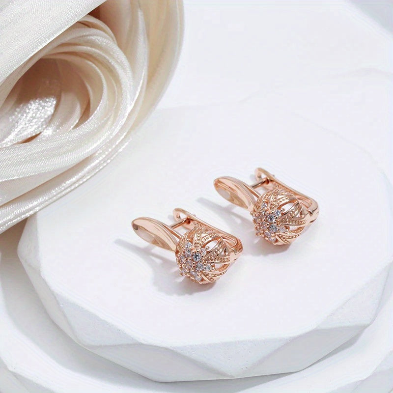 Crystal Flower English Earrings Zircon Vintage Jewelry