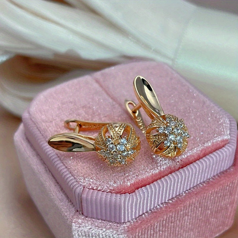 Crystal Flower English Earrings Zircon Vintage Jewelry
