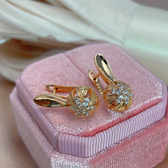Crystal Flower English Earrings Zircon Vintage Jewelry