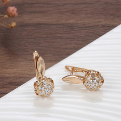 Crystal Flower English Earrings Zircon Vintage Jewelry
