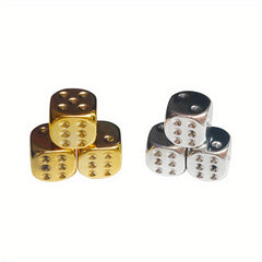 10pcs Golden & Silvery Rounded Acrylic Dices for Bar & KTV