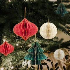 Mini Christmas Tree Honeycomb Ball Hanging Ornament
