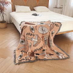 Bohemian Knitted Ethnic Print Tassel Blanket Outdoor Camping Sofa Blanket