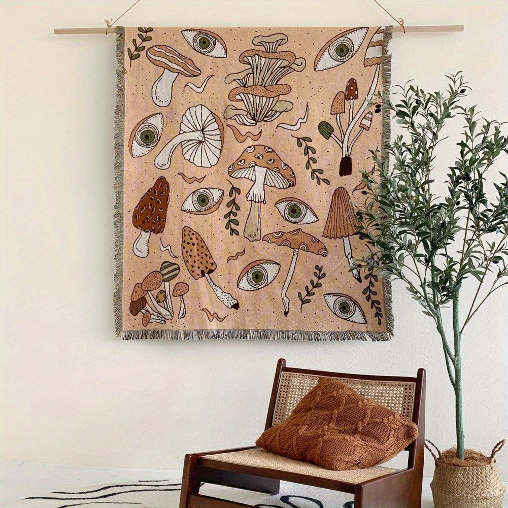 Bohemian Knitted Ethnic Print Tassel Blanket Outdoor Camping Sofa Blanket
