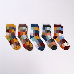 5 Pairs of Block Cotton Dress Socks