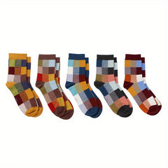 5 Pairs of Block Cotton Dress Socks