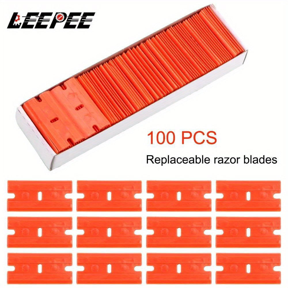 100pcs Double Edge Plastic Razor Blades Label Cleaning Razor Glue Remover
