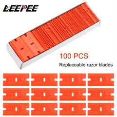 100pcs Double Edge Plastic Razor Blades Label Cleaning Razor Glue Remover