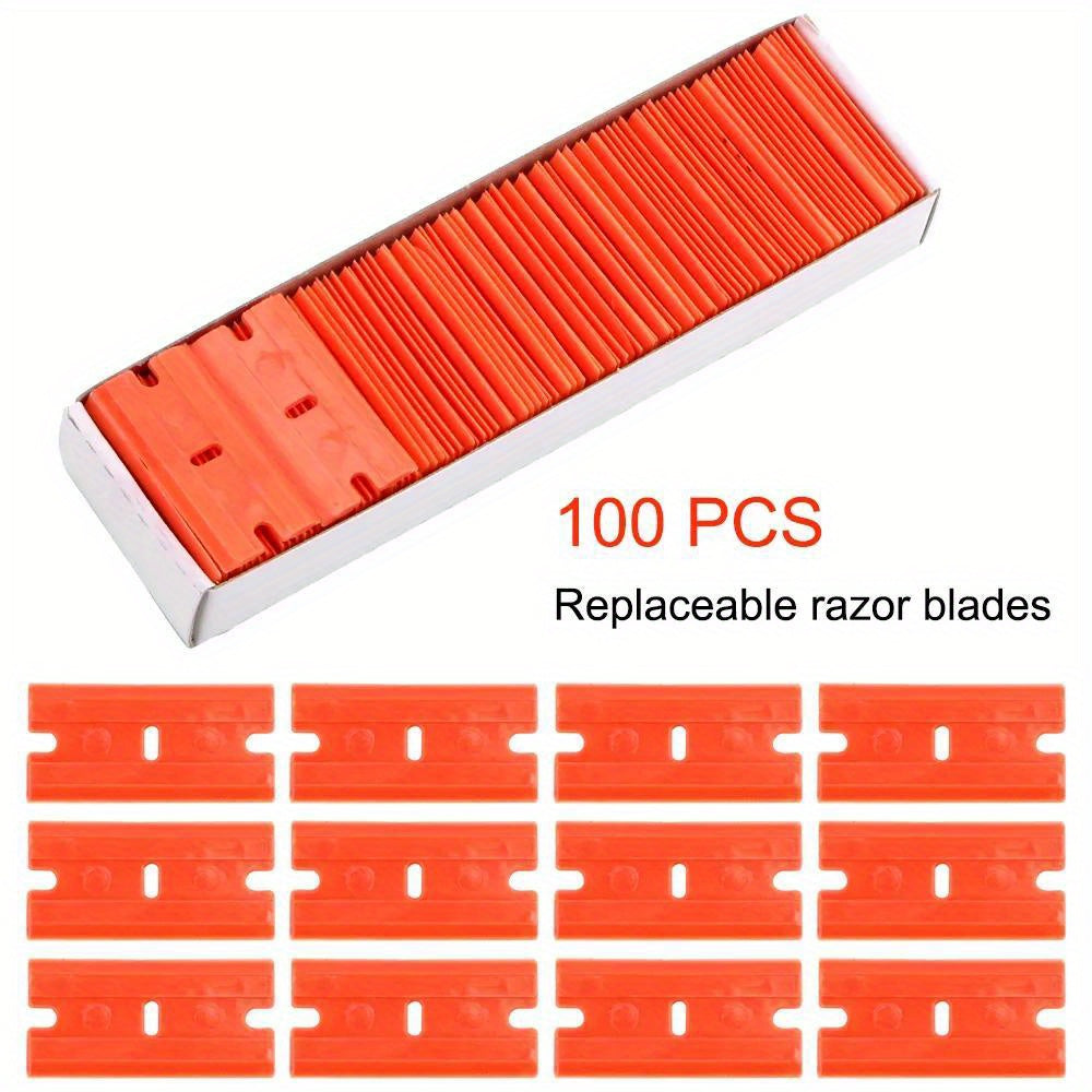 100pcs Double Edge Plastic Razor Blades Label Cleaning Razor Glue Remover