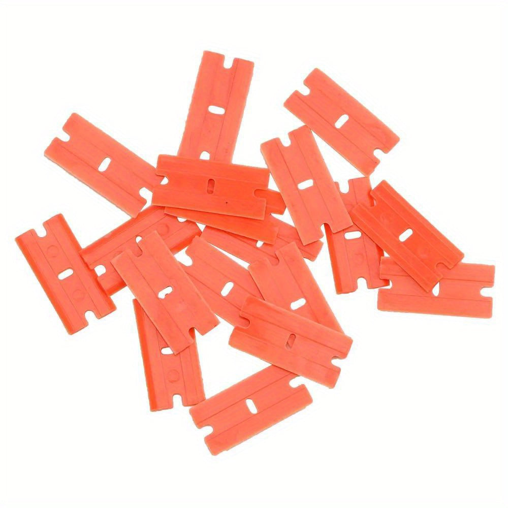 100pcs Double Edge Plastic Razor Blades Label Cleaning Razor Glue Remover