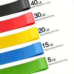 5pcs Yoga Stretching Bands - 5 Resistance Levels Fitness Bands