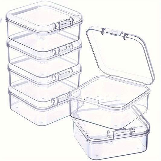 6pcs Transparent Plastic Square Box Storage Case for DIY Crafts Jewelry