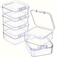 6pcs Transparent Plastic Square Box Storage Case for DIY Crafts Jewelry