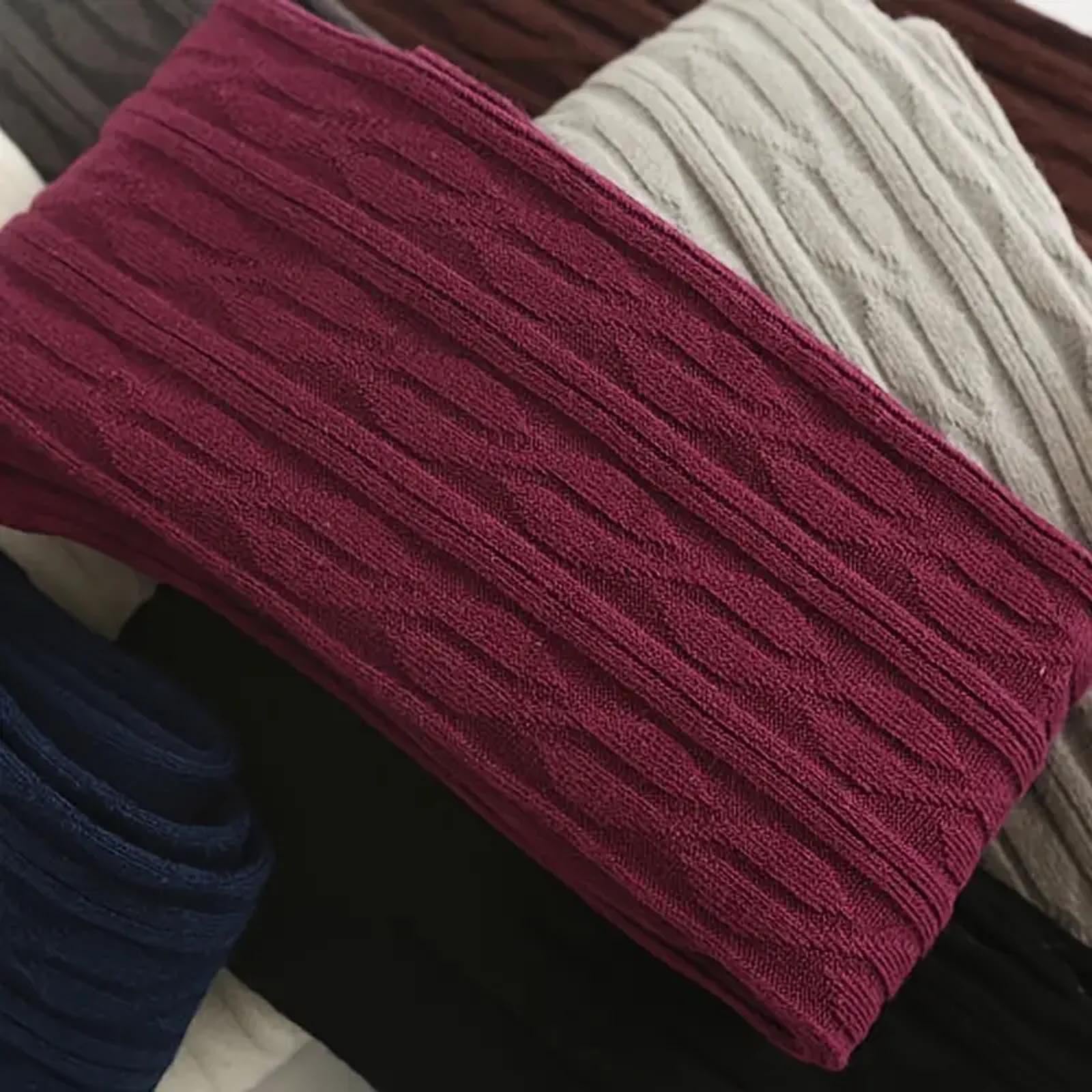 Knit Cable Over Knee Socks - Warm & Stylish Winter High Stockings