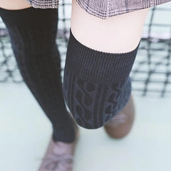 Knit Cable Over Knee Socks - Warm & Stylish Winter High Stockings