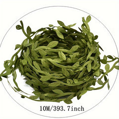 10M Artificial Vines Leaves Trim Ribbon for Home Wedding Decor