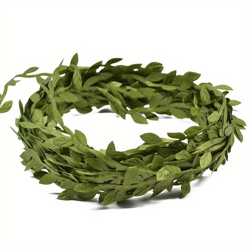 10M Artificial Vines Leaves Trim Ribbon for Home Wedding Decor