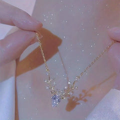 Deer Head Pendant Necklace Women Necklace Vintage Party Jewelry