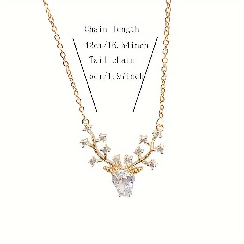 Deer Head Pendant Necklace Women Necklace Vintage Party Jewelry