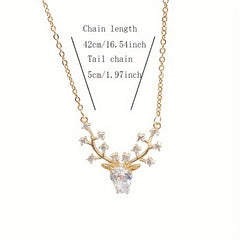 Deer Head Pendant Necklace Women Necklace Vintage Party Jewelry