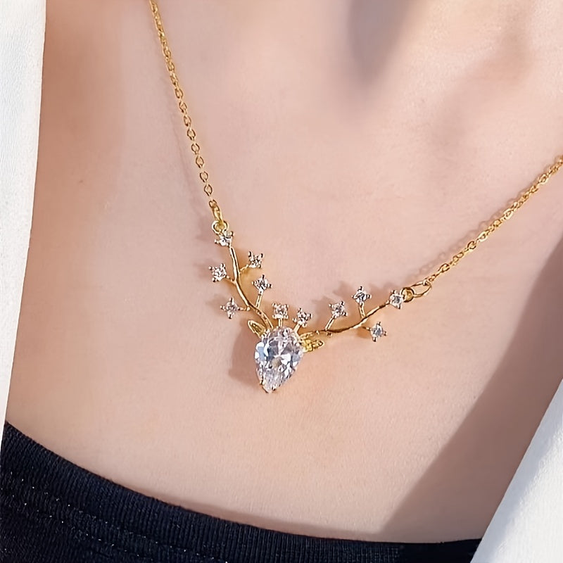 Deer Head Pendant Necklace Women Necklace Vintage Party Jewelry