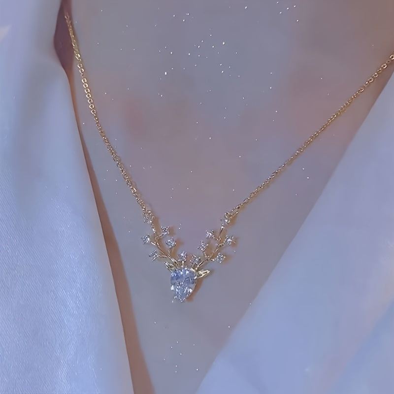 Deer Head Pendant Necklace Women Necklace Vintage Party Jewelry