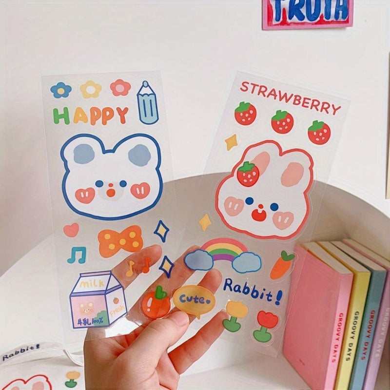 10pcs Tea Bear Ledger Stickers Strawberry Scene PVC Cup Stickers Box Seal