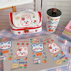 10pcs Tea Bear Ledger Stickers Strawberry Scene PVC Cup Stickers Box Seal