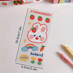 10pcs Tea Bear Ledger Stickers Strawberry Scene PVC Cup Stickers Box Seal