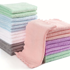 5pcs Soft & Absorbent Microfiber Coral Fleece Washcloths Towel for Face Hands