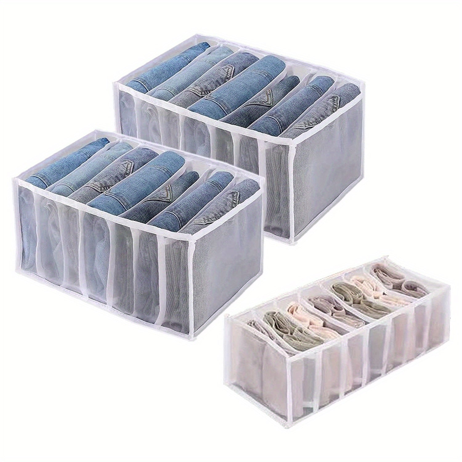 7 Grid Clothes Drawer Organizer with Handle