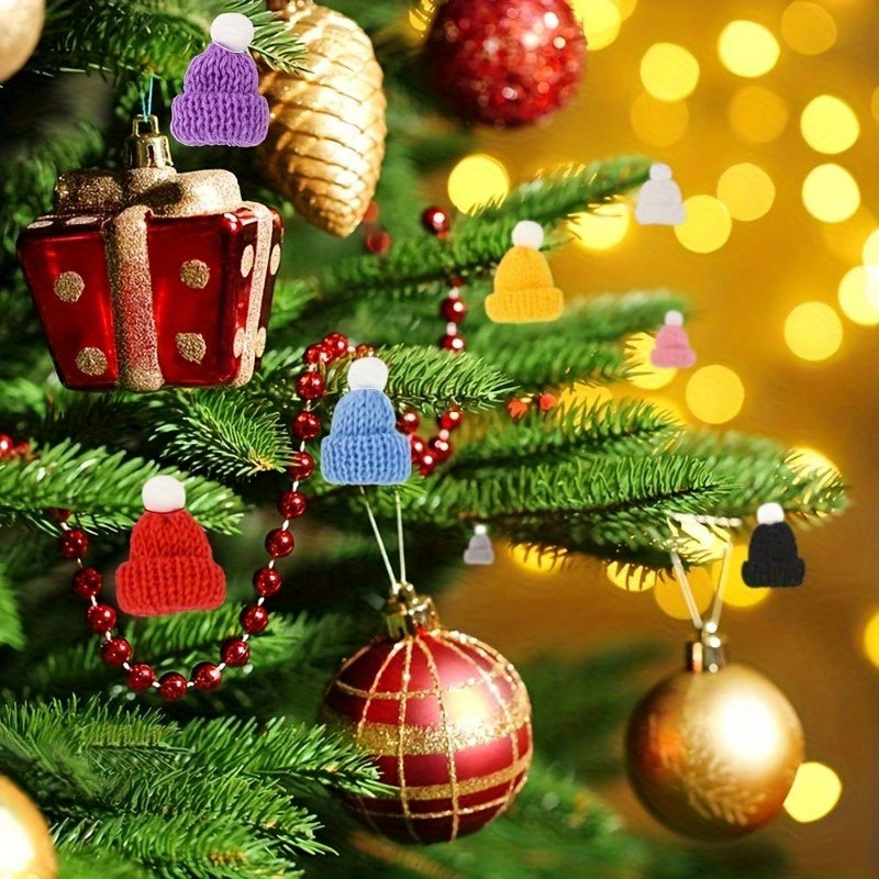20pcs Mini Knitting Hat Christmas Doll Hat for Ornaments DIY Craft