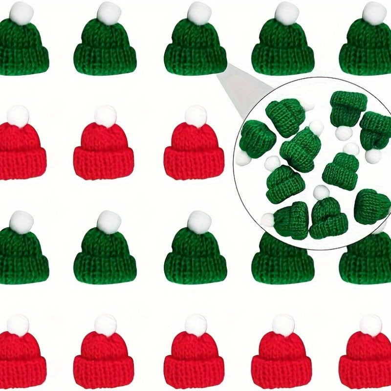 20pcs Mini Knitting Hat Christmas Doll Hat for Ornaments DIY Craft